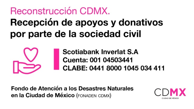 Donativos para apoyar a la reconstrucción de CDMX
